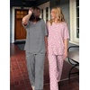 Ekouaer 2 Pack Womens Pajamas Sets Short Sleeve Long Pants Pjs Lounge Set | Comfy Soft Crew Neck Sleepwear with Pockets,Casual Printed Matching Sets for Daily Wear,Gifts,Mom,Friend,Maternity(Pink Dots/Black Striped)
