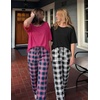 Ekouaer 2 Pack Womens Pajamas Sets Short Sleeve Long Pants Pjs Lounge Set | Comfy Soft Crew Neck Sleepwear with Pockets,Casual Printed Matching Sets for Daily Wear,Gifts,Mom,Friend,Maternity(Rose Plaid/Black Plaid)