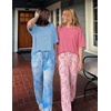 Ekouaer 2 Pack Womens Pajamas Sets Short Sleeve Long Pants Pjs Lounge Set | Comfy Soft Crew Neck Sleepwear with Pockets,Casual Printed Matching Sets for Daily Wear,Gifts,Mom,Friend,Maternity(Tie-dye Blue/Tie-dye Pink)