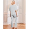 Ekouaer 2 Pack Womens Pajamas Sets Short Sleeve Long Pants Pjs Lounge Set | Comfy Soft Crew Neck Sleepwear with Pockets,Casual Printed Matching Sets for Daily Wear,Gifts,Mom,Friend,Maternity(Grey Striped/Black Stars)