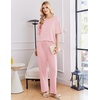 Ekouaer 2 Pack Womens Pajamas Sets Short Sleeve Long Pants Pjs Lounge Set | Comfy Soft Crew Neck Sleepwear with Pockets,Casual Printed Matching Sets for Daily Wear,Gifts,Mom,Friend,Maternity(Lotus Pink/Light Grey)