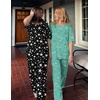 Ekouaer 2 Pack Womens Pajamas Sets Short Sleeve Long Pants Pjs Lounge Set | Comfy Soft Crew Neck Sleepwear with Pockets,Casual Printed Matching Sets for Daily Wear,Gifts,Mom,Friend,Maternity(Green Flamingo/Black Stars)