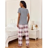 Ekouaer 2 Piece Womens Pajamas Set Short Sleeve Pjs Print Pants Lounge Set | Cute Ladies Pajamas for Women Set,Wide Leg Pants Summer Pjs with Pockets,Loose Fit Vacation Matching Sets Gifts for Women(Heart Plaid)