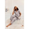 Ekouaer 2 Piece Womens Pajamas Set Short Sleeve Pjs Print Pants Lounge Set | Cute Ladies Pajamas for Women Set,Wide Leg Pants Summer Pjs with Pockets,Loose Fit Vacation Matching Sets Gifts for Women(Grey Stars)
