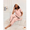 Ekouaer 2 Piece Womens Pajamas Set Short Sleeve Pjs Print Pants Lounge Set | Cute Ladies Pajamas for Women Set,Wide Leg Pants Summer Pjs with Pockets,Loose Fit Vacation Matching Sets Gifts for Women(Pink Stripes)