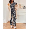 Ekouaer 2 Piece Womens Pajamas Set Short Sleeve Pjs Print Pants Lounge Set | Cute Ladies Pajamas for Women Set,Wide Leg Pants Summer Pjs with Pockets,Loose Fit Vacation Matching Sets Gifts for Women(Flowers Black)