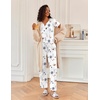 Ekouaer 2 Piece Womens Pajamas Set Short Sleeve Pjs Print Pants Lounge Set | Cute Ladies Pajamas for Women Set,Wide Leg Pants Summer Pjs with Pockets,Loose Fit Vacation Matching Sets Gifts for Women(Elegant White and Blue Flowers)
