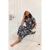 Ekouaer 2 Piece Womens Pajamas Set Short Sleeve Pjs Print Pants Lounge Set | Cute Ladies Pajamas for Women Set,Wide Leg Pants Summer Pjs with Pockets,Loose Fit Vacation Matching Sets Gifts for Women(Flowers Black)
