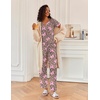 Ekouaer 2 Piece Womens Pajamas Set Short Sleeve Pjs Print Pants Lounge Set | Cute Ladies Pajamas for Women Set,Wide Leg Pants Summer Pjs with Pockets,Loose Fit Vacation Matching Sets Gifts for Women(Leopard-print Bow)