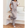 Ekouaer 2 Piece Womens Pajamas Set Short Sleeve Pjs Print Pants Lounge Set | Cute Ladies Pajamas for Women Set,Wide Leg Pants Summer Pjs with Pockets,Loose Fit Vacation Matching Sets Gifts for Women(Grey Stars)