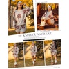 Ekouaer Knit Pajamas Set for Women Lounge Sets Long Sleeve Sweatsuit(Floral Khaki)