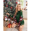 Ekouaer Knit Pajamas Set for Women Lounge Sets Long Sleeve Sweatsuit(Green Santa Hat)