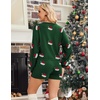 Ekouaer Knit Pajamas Set for Women Lounge Sets Long Sleeve Sweatsuit(Green Santa Hat)