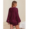 Ekouaer Knit Pajamas Set for Women Lounge Sets Long Sleeve Sweatsuit(Wine Red)