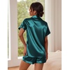 Ekouaer Pajamas for Women Set Silk Satin Pjs 2 Piece Button Down Sleepwear | Classic Notch Collar Pjs,Soft Casual Sleepwear,Loungewear Top and Shorts for Bridal Gifts,Daily Wear,Party,Vacation(New-dark Green)