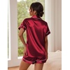 Ekouaer Pajamas for Women Set Silk Satin Pjs 2 Piece Button Down Sleepwear | Classic Notch Collar Pjs,Soft Casual Sleepwear,Loungewear Top and Shorts for Bridal Gifts,Daily Wear,Party,Vacation(Wine)