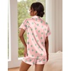 Ekouaer Pajamas for Women Set Silk Satin Pjs 2 Piece Button Down Sleepwear | Classic Notch Collar Pjs,Soft Casual Sleepwear,Loungewear Top and Shorts for Bridal Gifts,Daily Wear,Party,Vacation(Pink Cactus)
