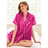 Ekouaer Pajamas for Women Set Silk Satin Pjs 2 Piece Button Down Sleepwear | Classic Notch Collar Pjs,Soft Casual Sleepwear,Loungewear Top and Shorts for Bridal Gifts,Daily Wear,Party,Vacation(Rose)
