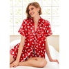 Ekouaer Pajamas for Women Set Silk Satin Pjs 2 Piece Button Down Sleepwear | Classic Notch Collar Pjs,Soft Casual Sleepwear,Loungewear Top and Shorts for Bridal Gifts,Daily Wear,Party,Vacation(Christmas Red)