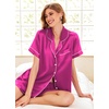 Ekouaer Pajamas for Women Set Silk Satin Pjs 2 Piece Button Down Sleepwear | Classic Notch Collar Pjs,Soft Casual Sleepwear,Loungewear Top and Shorts for Bridal Gifts,Daily Wear,Party,Vacation(Pitaya Purple)