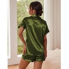 Ekouaer Pajamas for Women Set Silk Satin Pjs 2 Piece Button Down Sleepwear | Classic Notch Collar Pjs,Soft Casual Sleepwear,Loungewear Top and Shorts for Bridal Gifts,Daily Wear,Party,Vacation(Army Green)