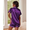 Ekouaer Pajamas for Women Set Silk Satin Pjs 2 Piece Button Down Sleepwear | Classic Notch Collar Pjs,Soft Casual Sleepwear,Loungewear Top and Shorts for Bridal Gifts,Daily Wear,Party,Vacation(Purple)