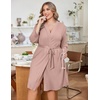 Ekouaer Women Plus Size Robe Knee Length Lightweight Bathrobe Short Kimono Robes with Pockets Maternity Robe | V Neck,Knee Length,Kimono,Soft,Comfy,Maternity Robes(Pink)