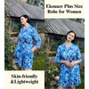 Ekouaer Women Plus Size Robe Knee Length Lightweight Bathrobe Short Kimono Robes with Pockets Maternity Robe | V Neck,Knee Length,Kimono,Soft,Comfy,Maternity Robes(Blue Fower)