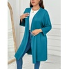 Ekouaer Women Plus Size Robe Knee Length Lightweight Bathrobe Short Kimono Robes with Pockets Maternity Robe | V Neck,Knee Length,Kimono,Soft,Comfy,Maternity Robes(Peacock Blue)