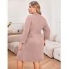 Ekouaer Women Plus Size Robe Knee Length Lightweight Bathrobe Short Kimono Robes with Pockets Maternity Robe | V Neck,Knee Length,Kimono,Soft,Comfy,Maternity Robes(Pink)