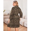 Ekouaer Women Plus Size Robe Knee Length Lightweight Bathrobe Short Kimono Robes with Pockets Maternity Robe | V Neck,Knee Length,Kimono,Soft,Comfy,Maternity Robes(Leopard)