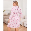 Ekouaer Women Plus Size Robe Knee Length Lightweight Bathrobe Short Kimono Robes with Pockets Maternity Robe | V Neck,Knee Length,Kimono,Soft,Comfy,Maternity Robes(Flamingos)