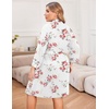 Ekouaer Women Plus Size Robe Knee Length Lightweight Bathrobe Short Kimono Robes with Pockets Maternity Robe | V Neck,Knee Length,Kimono,Soft,Comfy,Maternity Robes(White Floral)