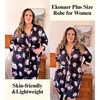 Ekouaer Women Plus Size Robe Knee Length Lightweight Bathrobe Short Kimono Robes with Pockets Maternity Robe | V Neck,Knee Length,Kimono,Soft,Comfy,Maternity Robes(Floral Black)