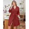 Ekouaer Women Plus Size Robe Knee Length Lightweight Bathrobe Short Kimono Robes with Pockets Maternity Robe | V Neck,Knee Length,Kimono,Soft,Comfy,Maternity Robes(Red)
