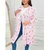 Ekouaer Women Plus Size Robe Knee Length Lightweight Bathrobe Short Kimono Robes with Pockets Maternity Robe | V Neck,Knee Length,Kimono,Soft,Comfy,Maternity Robes(Flamingos)