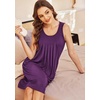 Ekouaer Womens Nightgowns Sleeveless Tank Sleep Shirts Pleated Nightshirt | Pleated Tank Nightgown, A-line Fit Any Figure, Easy-wearing Sleepwear, Nighty for Date Night, Maternity Gown, Lounge Outside(Wineberry)