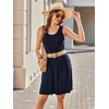Ekouaer Womens Nightgowns Sleeveless Tank Sleep Shirts Pleated Nightshirt | Pleated Tank Nightgown, A-line Fit Any Figure, Easy-wearing Sleepwear, Nighty for Date Night, Maternity Gown, Lounge Outside(Navy Blue)