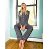 Ekouaer Womens Pajama Sets Button Down Long Sleeve & Pants loungewear(Dark Grey)