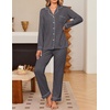 Ekouaer Womens Pajama Sets Button Down Long Sleeve & Pants loungewear(Dark Grey)