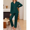 Ekouaer Womens Pajama Sets Button Down Long Sleeve & Pants loungewear(Green)