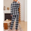 Ekouaer Womens Pajama Sets Button Down Long Sleeve & Pants loungewear(Grey Plaid)