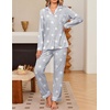 Ekouaer Womens Pajama Sets Button Down Long Sleeve & Pants loungewear(Light Grey Star)