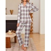 Ekouaer Womens Pajama Sets Button Down Long Sleeve & Pants loungewear(Light Pink Plaid)