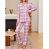 Ekouaer Womens Pajama Sets Button Down Long Sleeve & Pants loungewear(Pink White Plaid)