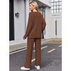 Ekouaer Womens Pajama Sets Fuzzy Fleece Sleepwear Long Sleeve Pjs | Fall Outfits,Sweater Nightwear,V Neck,Pants,2 Piece Matching Set,Ideal for Home Relaxation,Party,Cozy Loungewear(Brown)