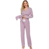Ekouaer Women’s Pajamas Long Sleeve Loungewear Casual Button Down Pjs | Soft Sleepwear,Notch Collar,Elastic Waist Pants with Side Pockets,Adjustable Drawstring,Pajama Party,Maternity,Postpartum(Pink)