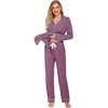 Ekouaer Women’s Pajamas Long Sleeve Loungewear Casual Button Down Pjs | Soft Sleepwear,Notch Collar,Elastic Waist Pants with Side Pockets,Adjustable Drawstring,Pajama Party,Maternity,Postpartum(Cherry Red)