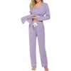 Ekouaer Women’s Pajamas Long Sleeve Loungewear Casual Button Down Pjs | Soft Sleepwear,Notch Collar,Elastic Waist Pants with Side Pockets,Adjustable Drawstring,Pajama Party,Maternity,Postpartum(Light Purple)