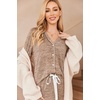 Ekouaer Women’s Pajamas Long Sleeve Loungewear Casual Button Down Pjs | Soft Sleepwear,Notch Collar,Elastic Waist Pants with Side Pockets,Adjustable Drawstring,Pajama Party,Maternity,Postpartum(Light Brown)